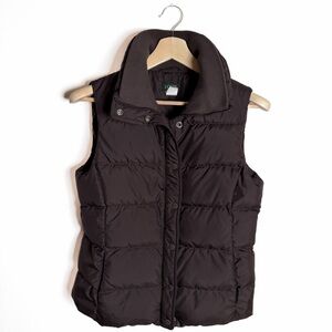 J.Crew Brown Down Puffer Vest Women’s Small Quilted Snap Front
